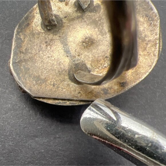 Vintage Sterling Silver Turquoise Ring Sz 7.5 Rope Bead Southwest Statement Boho - Picture 5 of 8